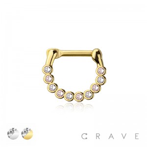 MULTI GEM CZ PINK HUE SEPTUM HINGED CLICKER